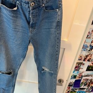 Zara straight leg ripped jeans